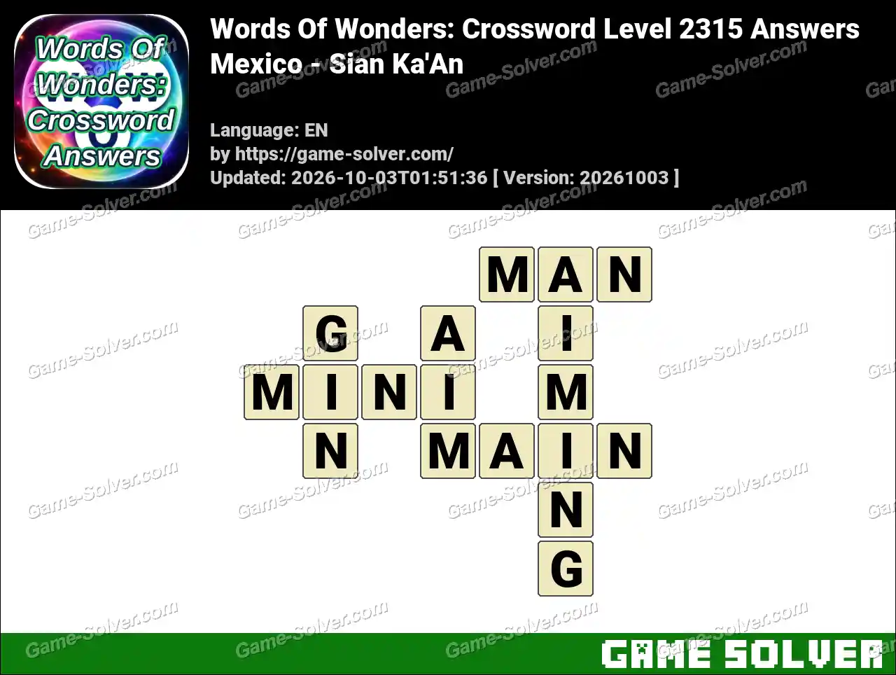 Words Of Wonders: Crossword Level 2315 Answers – Mexico – Sian Ka’An
